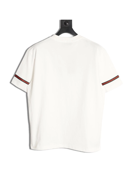 Gucci red and green 3D embroidered ribbon short-sleeved T-shirt,Gucci