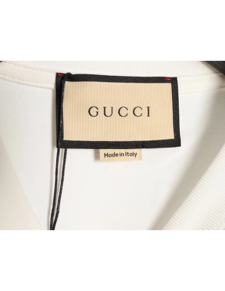 Gucci red and green 3D embroidered ribbon short-sleeved T-shirt,Gucci