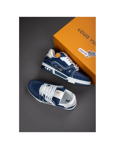 Louis Vuitton Denim Indigo Blue Trainer Sneaker 1AJ515,LOUIS VUITTON Sneakers