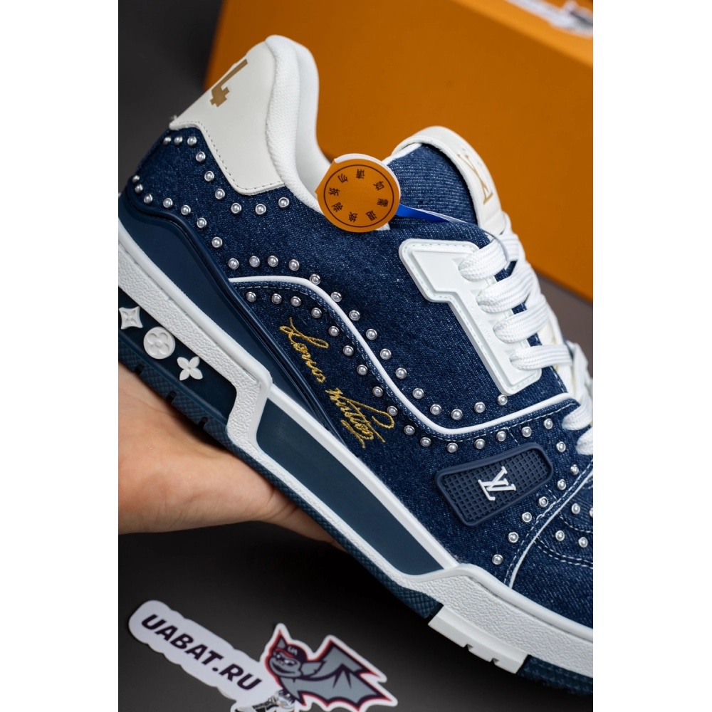 Louis Vuitton Denim Indigo Blue Trainer Sneaker 1AJ515,LOUIS VUITTON Sneakers