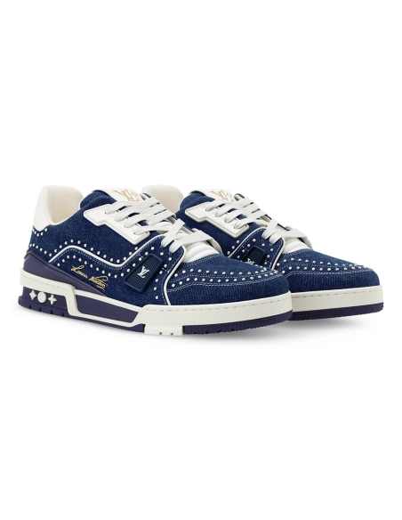 Louis Vuitton Denim Indigo Blue Trainer Sneaker 1AJ515,LOUIS VUITTON Sneakers