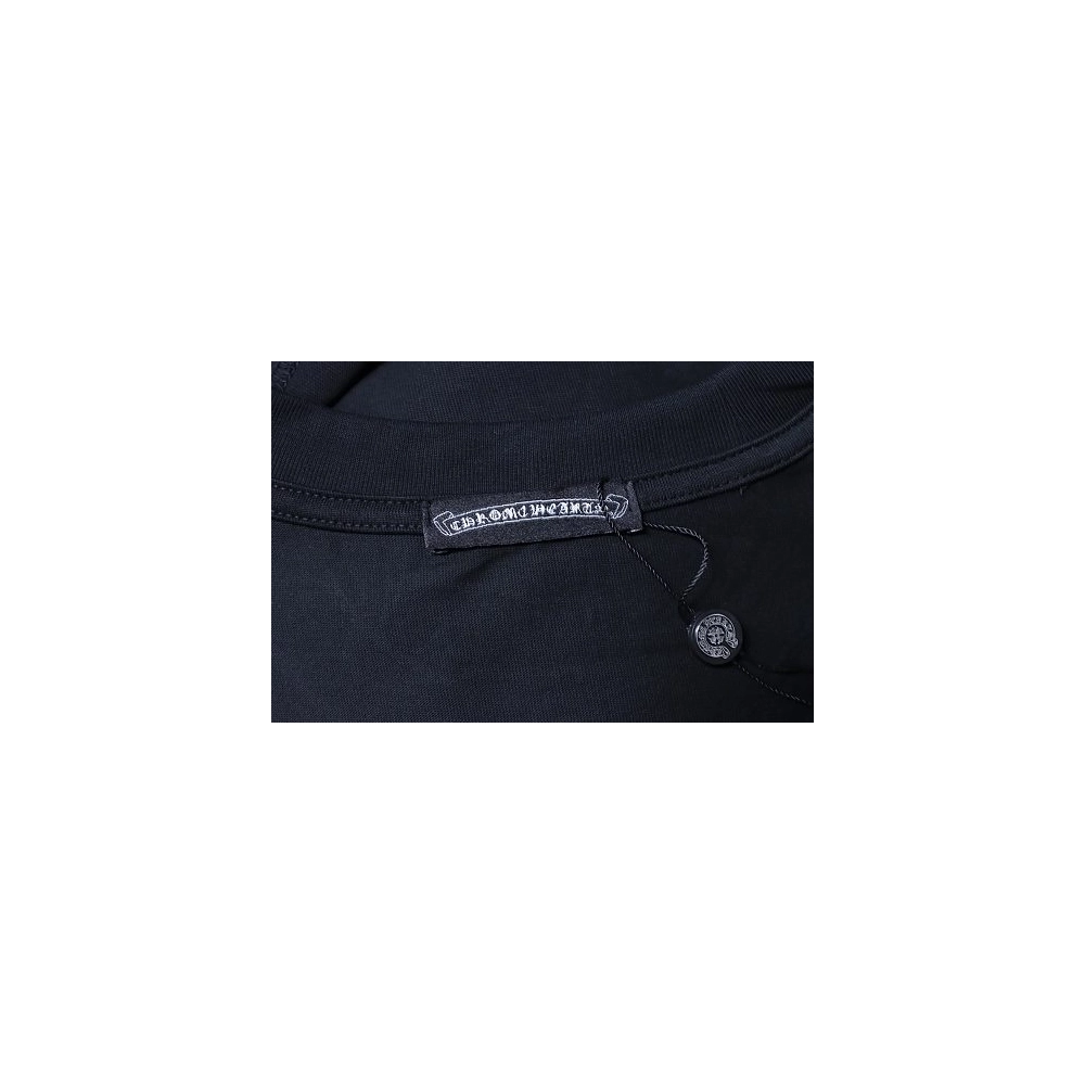 Chrome Hearts Color-block Gothic Script Cross Print T-Shirt Black,Chrome Hearts T-Shirts,T-Shirts,CLOTHES