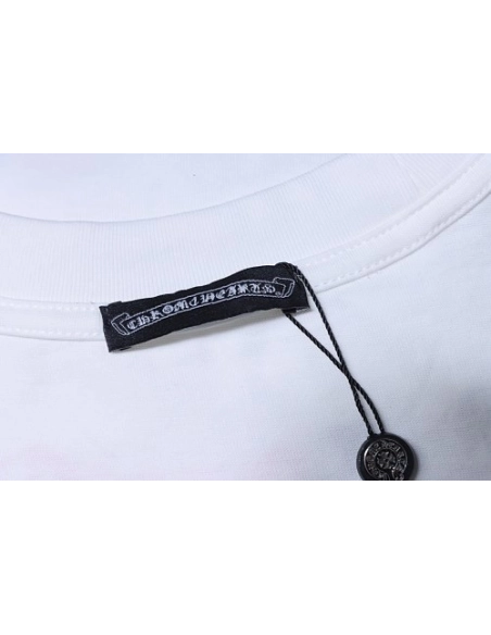 Chrome Hearts Color-block Gothic Script Cross Print T-Shirt White,Chrome Hearts T-Shirts,T-Shirts,CLOTHES
