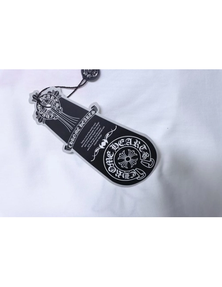 Chrome Hearts Color-block Gothic Script Cross Print T-Shirt White,Chrome Hearts T-Shirts,T-Shirts,CLOTHES