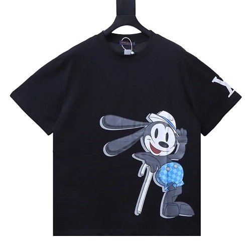 Louis Vuitton Cartoon Rabbit Print T-Shirt Black,Louis Vuitton T-Shirts,T-Shirts,CLOTHES