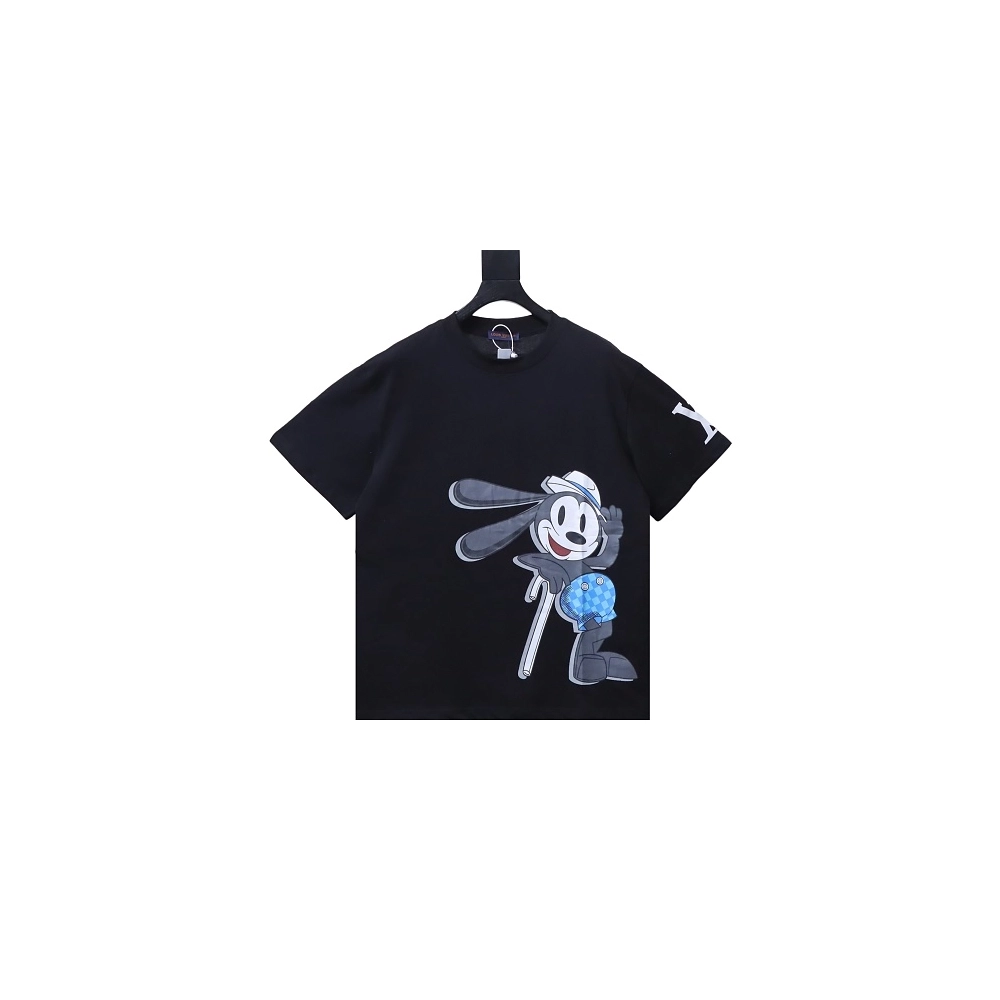 Louis Vuitton Cartoon Rabbit Print T-Shirt Black,Louis Vuitton T-Shirts,T-Shirts,CLOTHES