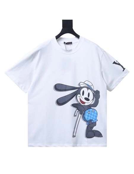Louis Vuitton Cartoon Rabbit Print T-Shirt White,Louis Vuitton T-Shirts,T-Shirts,CLOTHES