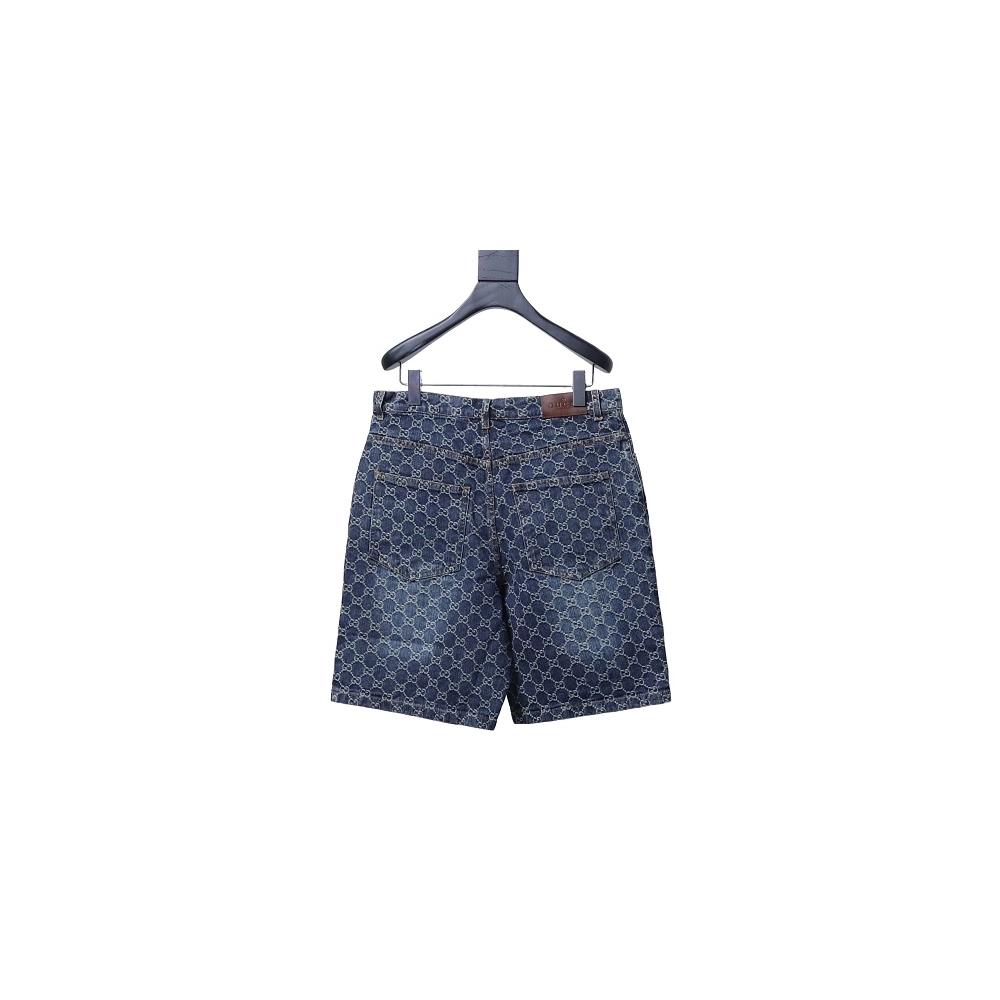 Gucci All-Over Monogram Denim Shorts,Gucci Shorts,Shorts,CLOTHES