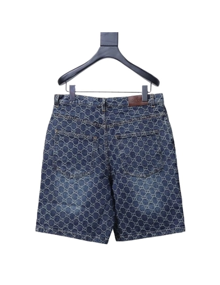 Gucci All-Over Monogram Denim Shorts,Gucci Shorts,Shorts,CLOTHES