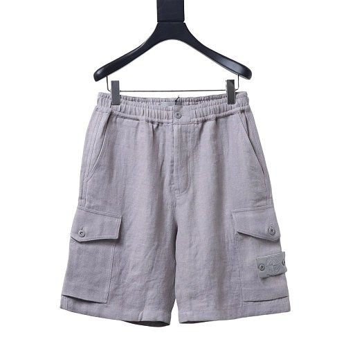Stone Island Grey Linen Shorts,Stone Island Shorts,Shorts,CLOTHES