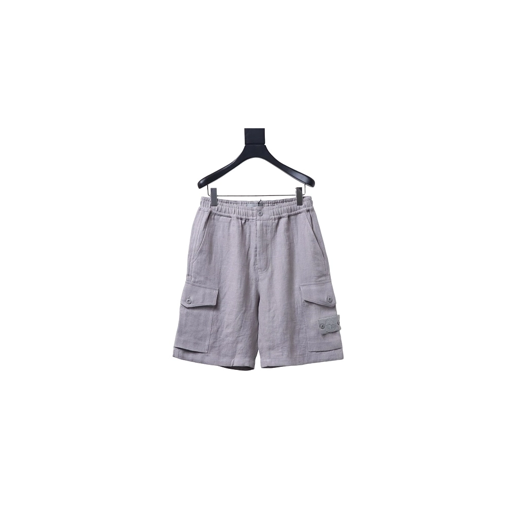 Stone Island Grey Linen Shorts,Stone Island Shorts,Shorts,CLOTHES