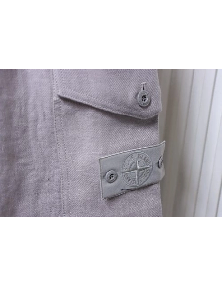 Stone Island Grey Linen Shorts,Stone Island Shorts,Shorts,CLOTHES