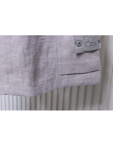 Stone Island Grey Linen Shorts,Stone Island Shorts,Shorts,CLOTHES