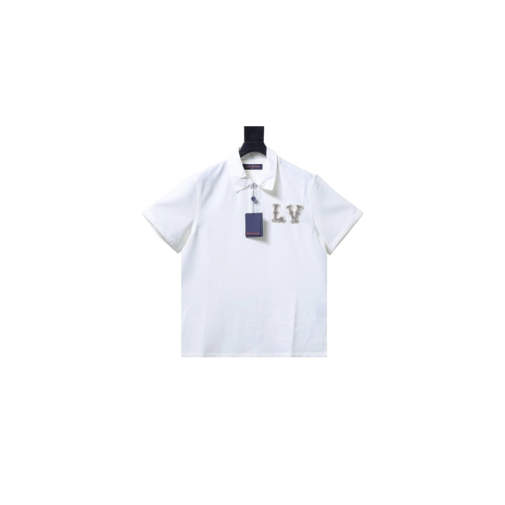 Louis Vuitton Rhinestone Embellished Short-Sleeve Shirt,Louis Vuitton T-Shirts,T-Shirts,CLOTHES