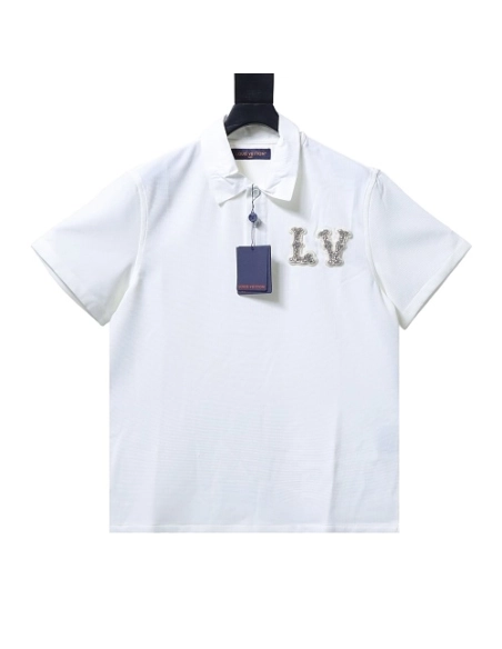 Louis Vuitton Rhinestone Embellished Short-Sleeve Shirt,Louis Vuitton T-Shirts,T-Shirts,CLOTHES