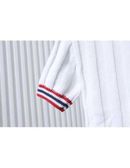 Miu Miu Preppy-Style Short-Sleeve Knit T-Shirt White,Miu Miu T-shirts,T-Shirts,CLOTHES