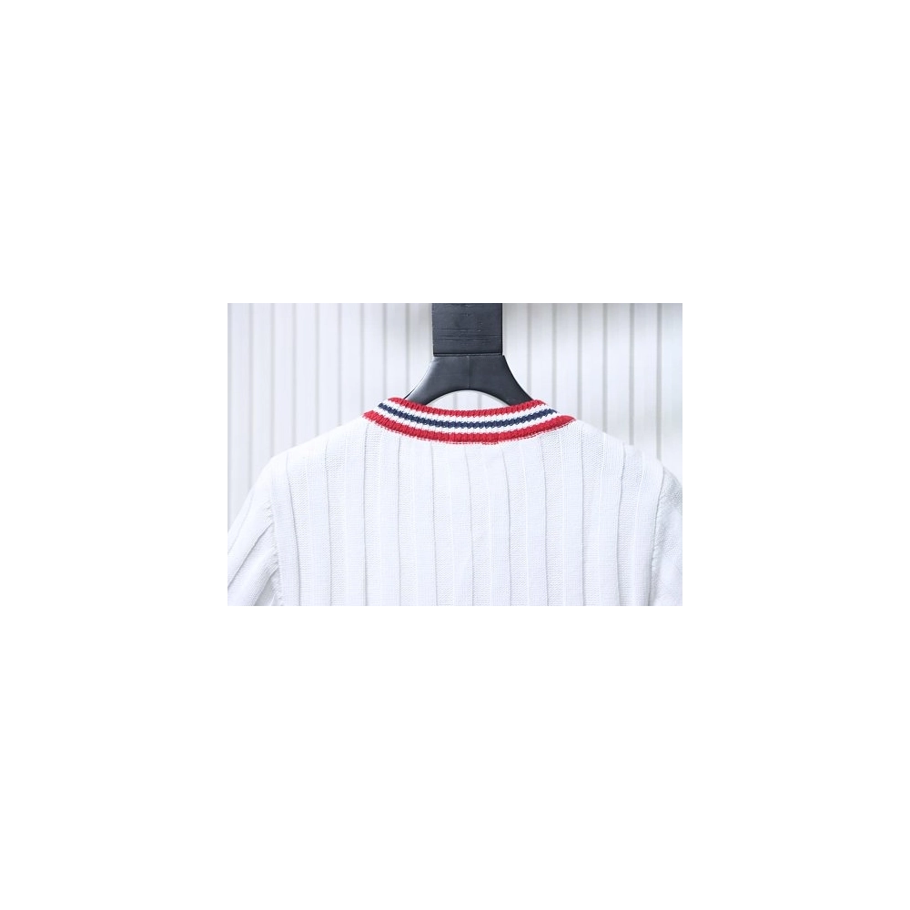 Miu Miu Preppy-Style Short-Sleeve Knit T-Shirt White,Miu Miu T-shirts,T-Shirts,CLOTHES