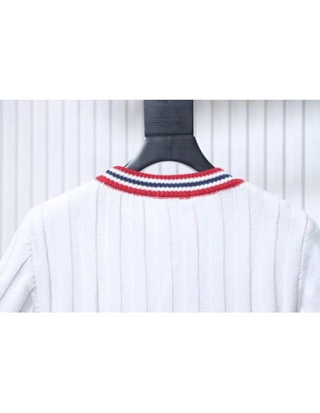 Miu Miu Preppy-Style Short-Sleeve Knit T-Shirt White,Miu Miu T-shirts,T-Shirts,CLOTHES