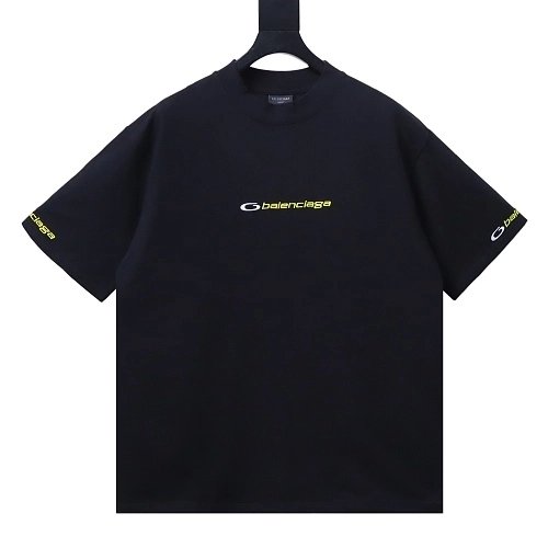 Balenciaga Sleeve Logo Embroidered T-Shirt Black,Balenciaga T-Shirts,T-Shirts,CLOTHES