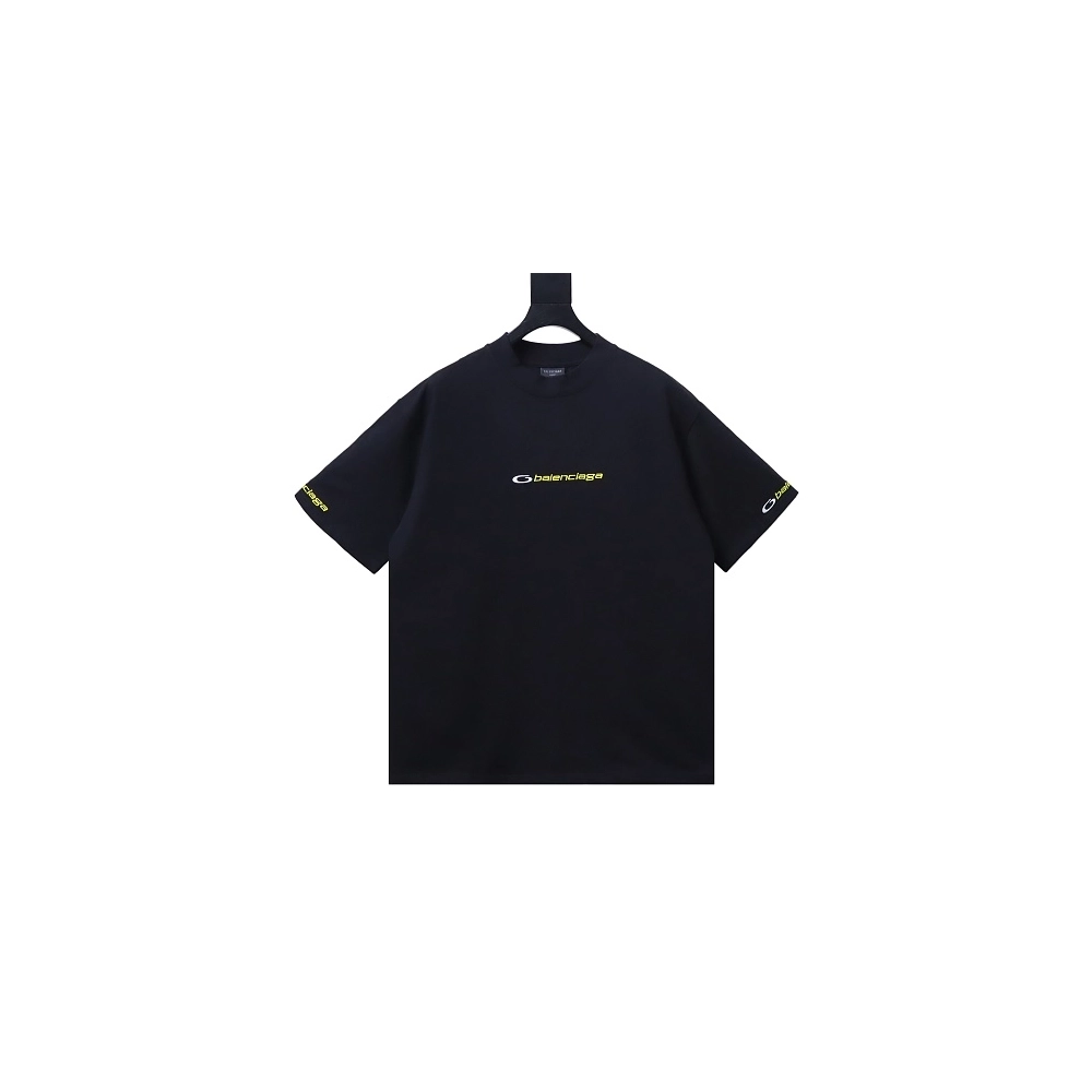 Balenciaga Sleeve Logo Embroidered T-Shirt Black,Balenciaga T-Shirts,T-Shirts,CLOTHES