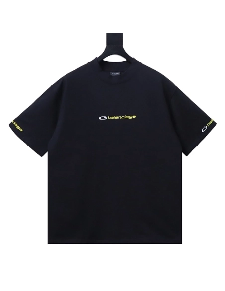 Balenciaga Sleeve Logo Embroidered T-Shirt Black,Balenciaga T-Shirts,T-Shirts,CLOTHES