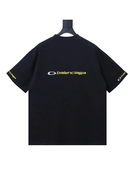 Balenciaga Sleeve Logo Embroidered T-Shirt Black,Balenciaga T-Shirts,T-Shirts,CLOTHES