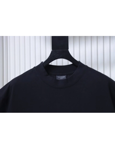 Balenciaga Sleeve Logo Embroidered T-Shirt Black,Balenciaga T-Shirts,T-Shirts,CLOTHES