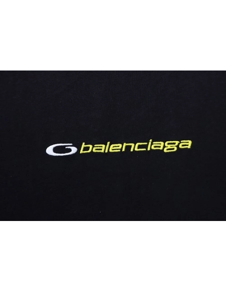 Balenciaga Sleeve Logo Embroidered T-Shirt Black,Balenciaga T-Shirts,T-Shirts,CLOTHES