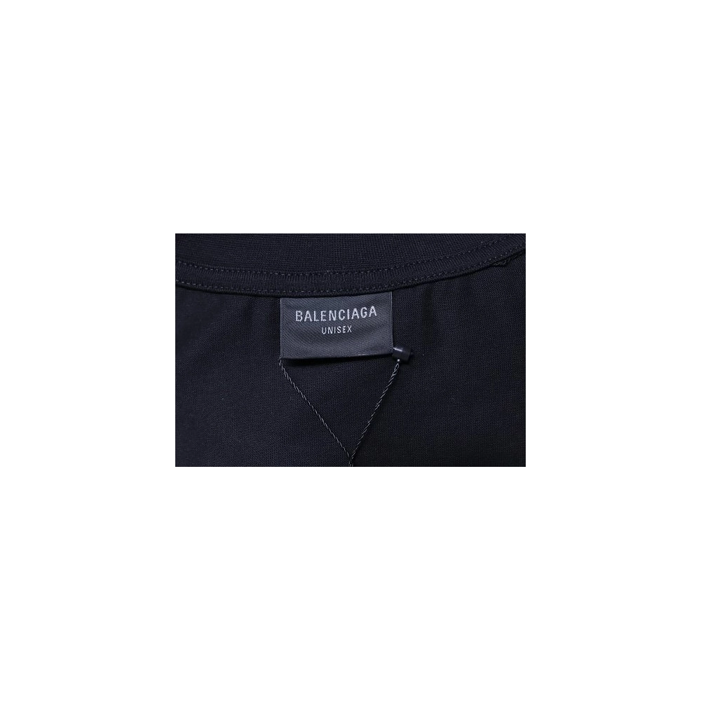 Balenciaga Sleeve Logo Embroidered T-Shirt Black,Balenciaga T-Shirts,T-Shirts,CLOTHES
