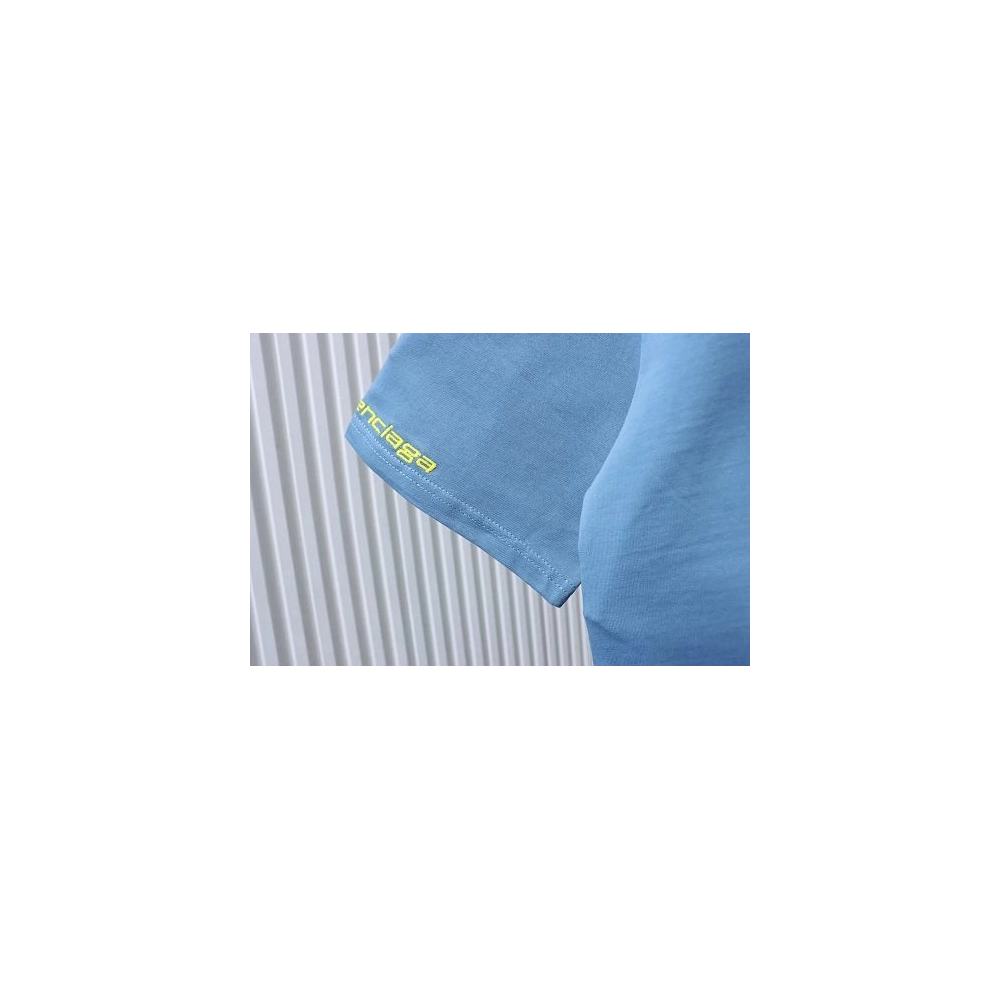 Balenciaga Sleeve Logo Embroidered T-Shirt Blue,Balenciaga T-Shirts,T-Shirts,CLOTHES