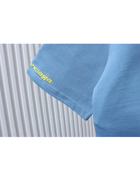 Balenciaga Sleeve Logo Embroidered T-Shirt Blue,Balenciaga T-Shirts,T-Shirts,CLOTHES
