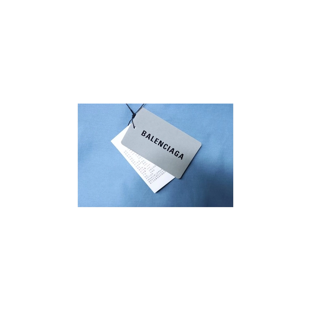 Balenciaga Sleeve Logo Embroidered T-Shirt Blue,Balenciaga T-Shirts,T-Shirts,CLOTHES