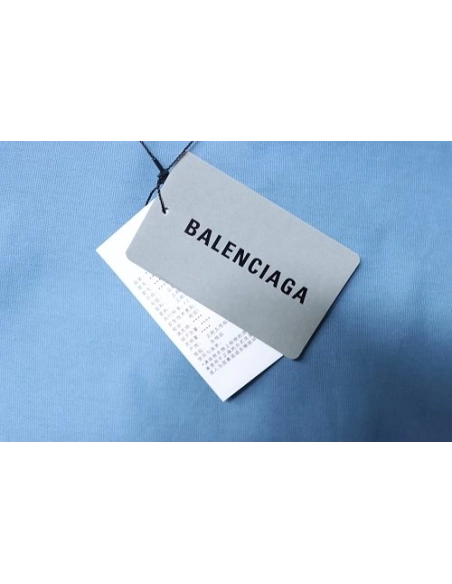 Balenciaga Sleeve Logo Embroidered T-Shirt Blue,Balenciaga T-Shirts,T-Shirts,CLOTHES