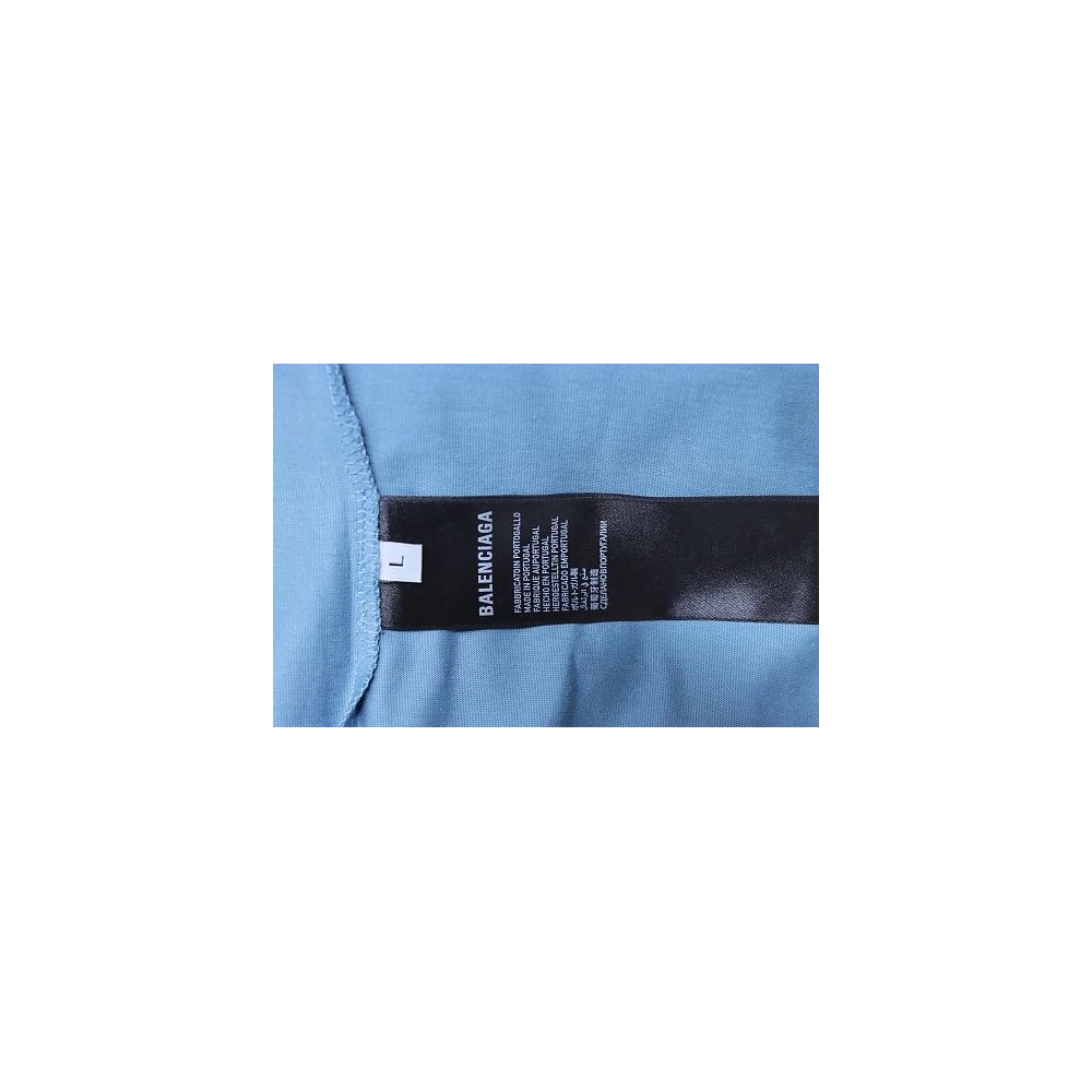 Balenciaga Sleeve Logo Embroidered T-Shirt Blue,Balenciaga T-Shirts,T-Shirts,CLOTHES