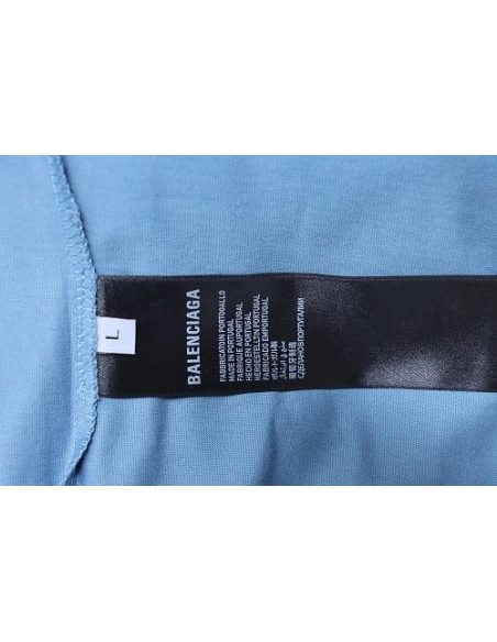 Balenciaga Sleeve Logo Embroidered T-Shirt Blue,Balenciaga T-Shirts,T-Shirts,CLOTHES