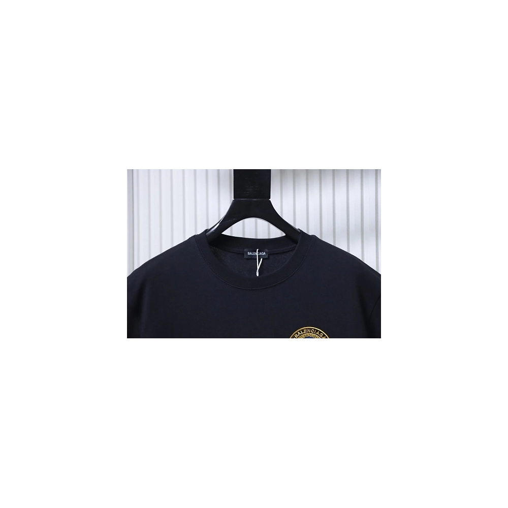 Balenciaga Chest Badge Embroidered T-Shirt Black,Balenciaga T-Shirts,T-Shirts,CLOTHES