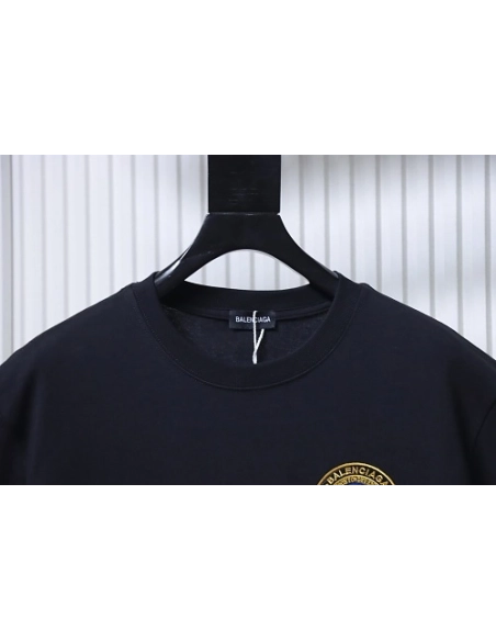 Balenciaga Chest Badge Embroidered T-Shirt Black,Balenciaga T-Shirts,T-Shirts,CLOTHES