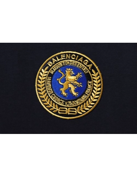 Balenciaga Chest Badge Embroidered T-Shirt Black,Balenciaga T-Shirts,T-Shirts,CLOTHES