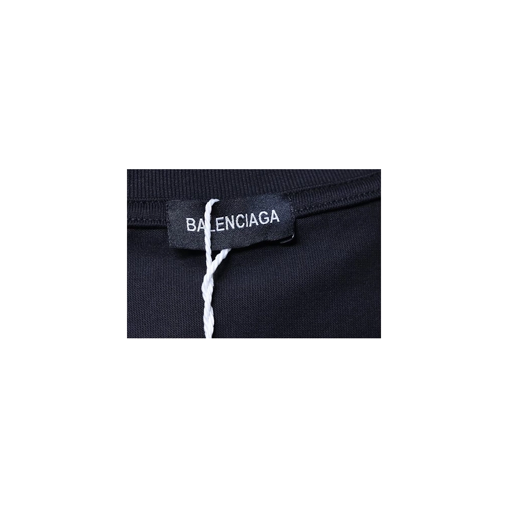 Balenciaga Chest Badge Embroidered T-Shirt Black,Balenciaga T-Shirts,T-Shirts,CLOTHES