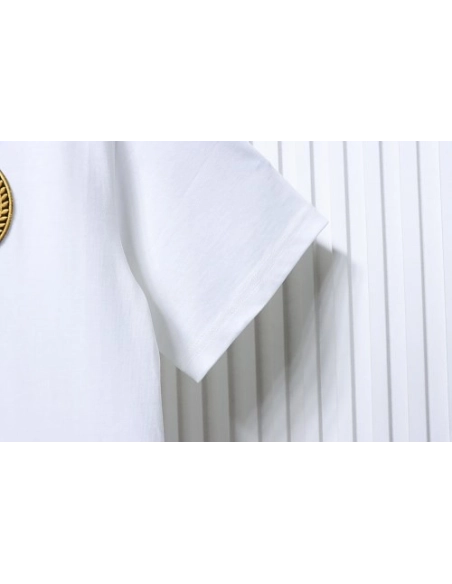 Balenciaga Chest Badge Embroidered T-Shirt White,Balenciaga T-Shirts,T-Shirts,CLOTHES