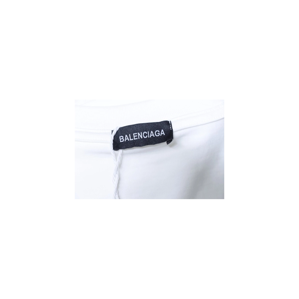 Balenciaga Chest Badge Embroidered T-Shirt White,Balenciaga T-Shirts,T-Shirts,CLOTHES