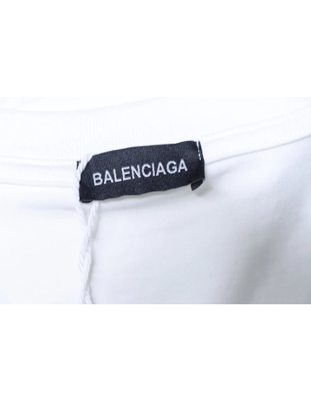 Balenciaga Chest Badge Embroidered T-Shirt White,Balenciaga T-Shirts,T-Shirts,CLOTHES