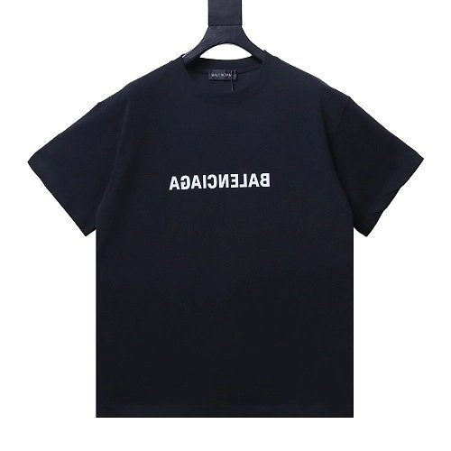 Balenciaga Inverted Letter Print T-Shirt Black,Balenciaga T-Shirts,T-Shirts,CLOTHES