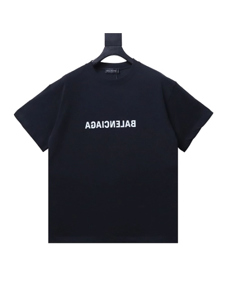 Balenciaga Inverted Letter Print T-Shirt Black,Balenciaga T-Shirts,T-Shirts,CLOTHES