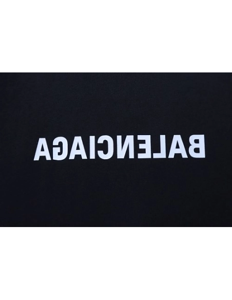 Balenciaga Inverted Letter Print T-Shirt Black,Balenciaga T-Shirts,T-Shirts,CLOTHES
