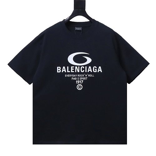 Balenciaga Ring-Print Letter T-Shirt Black,Balenciaga T-Shirts,T-Shirts,CLOTHES