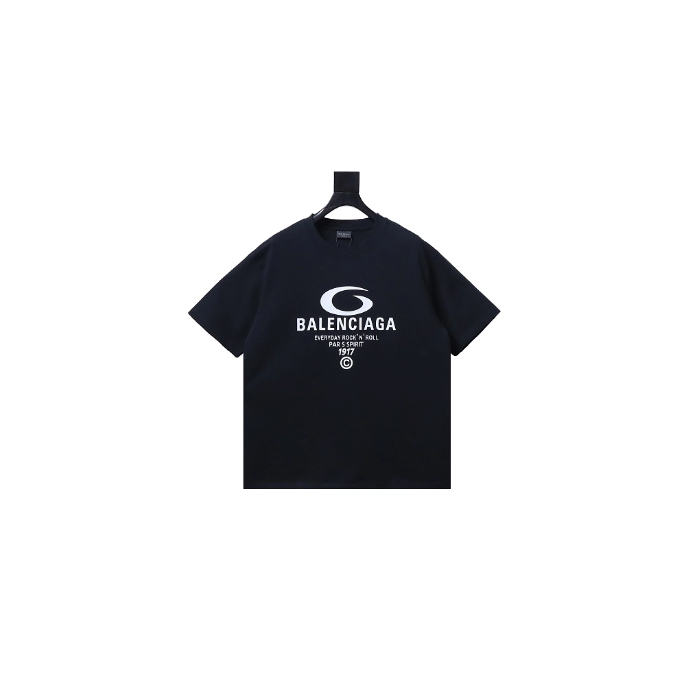 Balenciaga Ring-Print Letter T-Shirt Black,Balenciaga T-Shirts,T-Shirts,CLOTHES