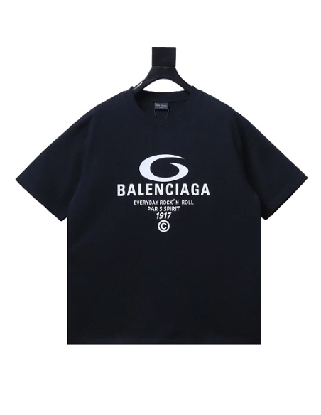 Balenciaga Ring-Print Letter T-Shirt Black,Balenciaga T-Shirts,T-Shirts,CLOTHES