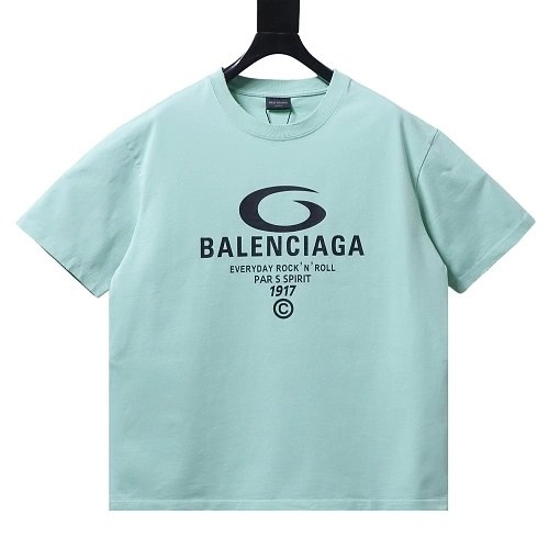 Balenciaga Ring-Print Letter T-Shirt Green,Balenciaga T-Shirts,T-Shirts,CLOTHES
