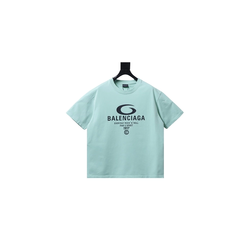 Balenciaga Ring-Print Letter T-Shirt Green,Balenciaga T-Shirts,T-Shirts,CLOTHES